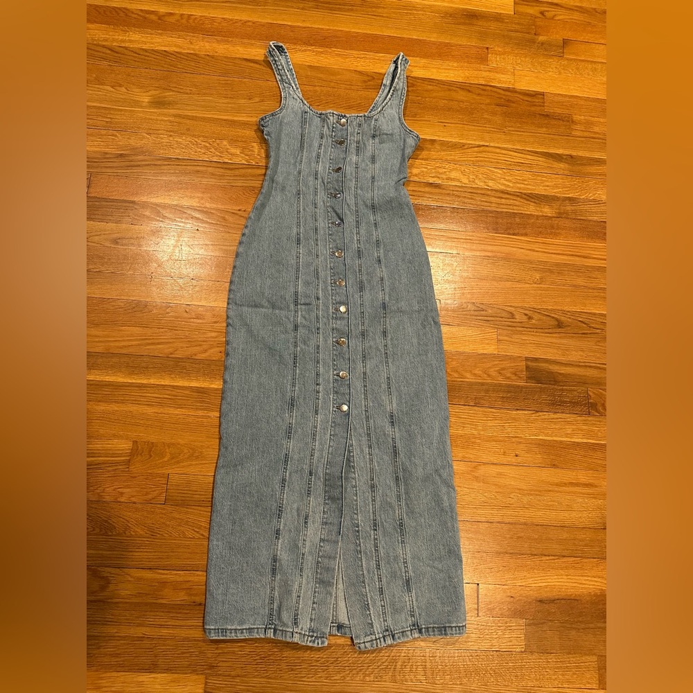 Zara Women's Blue Denim Overall Dress